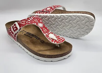 Birkenstock Birko Flor GIZEH Nautical Print Red BNIB 1012714 ***RARE*** • $169.95