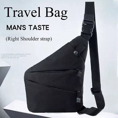 Men Sling Bag Chest Fanny Packs Cross Body Travel Sports Shoulder Backpack Black • $12.99