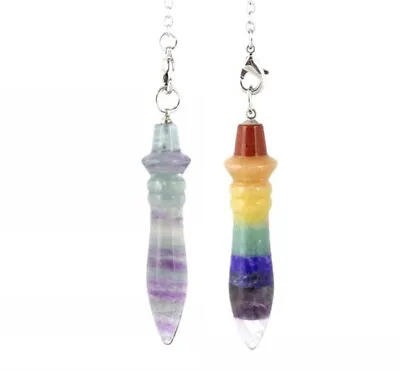 Natural Healing Crystal Quartz Reiki Pendulum Stone Pendant Dowsing Divination • $2.76