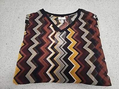 MISSONI For Target Collection  Zig Zag L/S Sheer VNeck Blouse SZ 2XL; NEW • $40