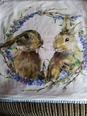 Cushion Covers Pair Of Hares Rabbits 18  Animals Pre Owned • £7.49