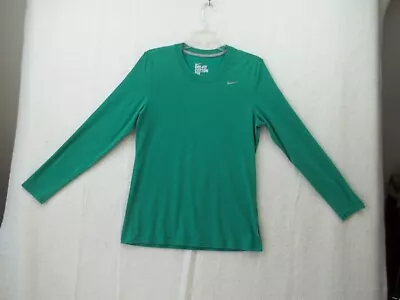 Nike Dri Fit Womens Long Sleeve Green Cotton T Shirt Size L • $14.30