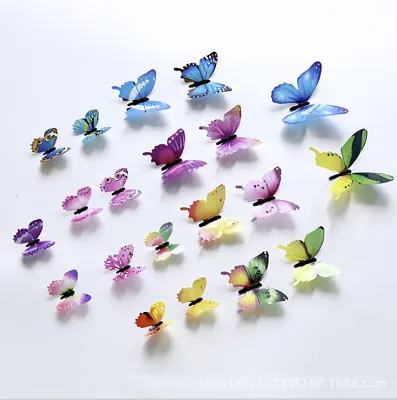 UK 12PCs Butterfly 3D Wall Stickers Wall Decors Wall Art Wall Home Decorations • £2.59