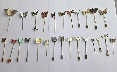 Vintage To Now Lot Of 26 Butterfly Gold Tone/ Silver Tone Enamel Stick Pins.   • $11.11