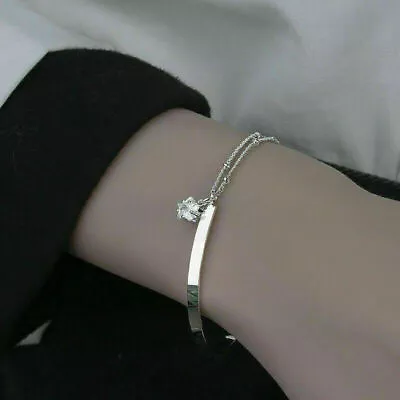 Womens 925 Sterling Silver Angel Wing Feather Bangle Chain Bracelets Jewellery • £3.96