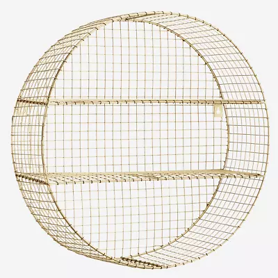 Gold Wire Round Shelf Circle Brass Circular Mesh Shelving Bathroom Display Unit • £100