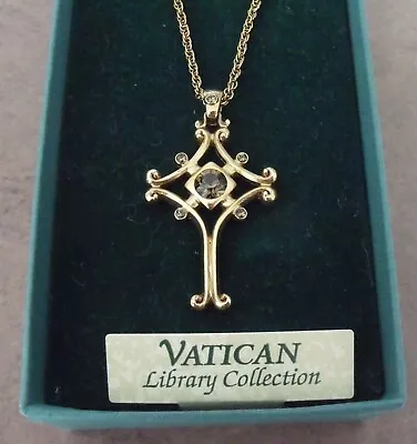 NOS VATICAN JEWELRY Cross W Stone Vatican Medal New In Box Necklace • $14.99