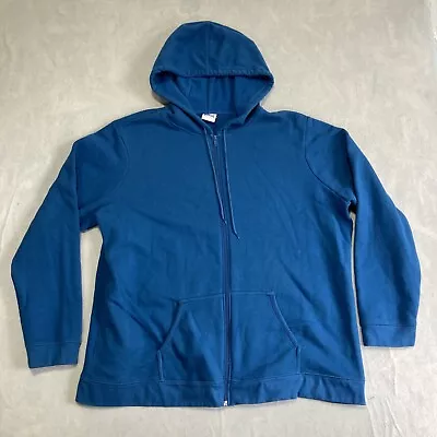 Everlast Sport Full Zip Hoodie Mens XL Blue Pockets Drawstring Cotton Blend • $7.90