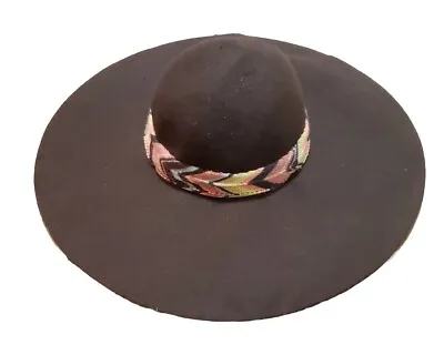 Missoni Target Floppy Felt Hat Wool Brown Chevron Zig-Zag Retro Hippy Wide Brim • $19.99