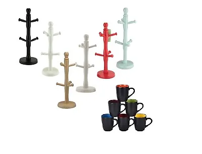 £7.49 • Buy Kitchen Wooden 6 Hook Mug Hanging Tea Cup Coffee Mugs Tree Racks Storage Holder