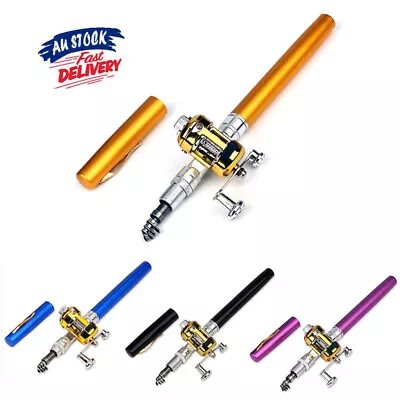 Mini Fishing Rod Telescopic Fish Pen Portable Pocket Fishing Rod Pole + Reel • $17.99