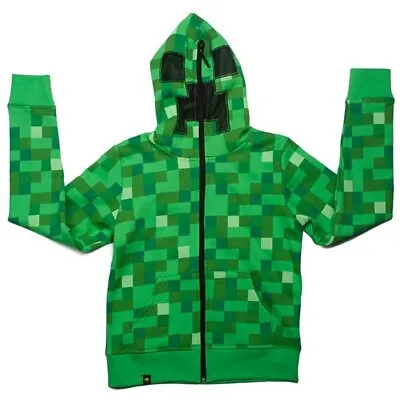 Mad Engine Minecraft Jacket Boys Size Extra Small Green Full Zip Hooded Mask  • $24.99