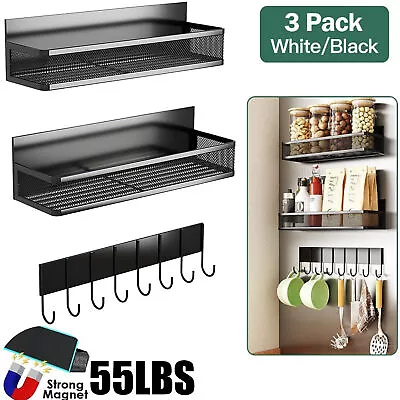 Strong Magnetic Spice Rack For Refrigerator Fridge Storage Shelf Holder W/ 8Hook • $34.99