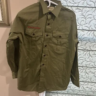 Vintage Olive Green BSA Boy Scout Long Sleeve Uniform Shirt  V59 • $19.95