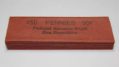 Vintage Federal Reserve Bank Of San Fransisco 50¢ Pennies Coin Wrappers 10pc NOS • $14.99