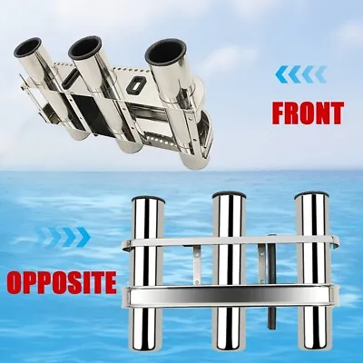 Boat Stainless Steel 3 Tube Outrigger Rod Holder Tackle 3 Rack Solid Fishing • $43.45