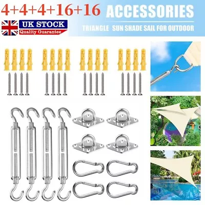 Sun Shade Sail Stainless Fixing-Fitting Kit Garden Patio Awning Canopy Accessory • £9.89