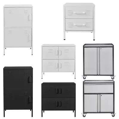 Filling Cabinet Metal Door Drawer Cupboard Tiered Shelves Files Storage Cabinet • £95.95