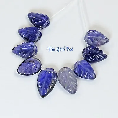 Iolite Water Sapphire Carved Carving Leaf Briolette Beads (9) • $14.99