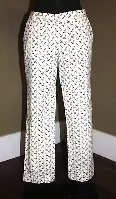J.crew City Fit Anchor Print On White Background Straight Legs Pants - 2 Small • $25