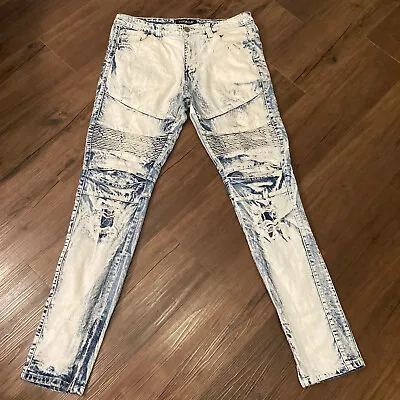 Victorious Jeans Mens 36x34 Urban White Wash Zippers On Bottom Jean Legs • $31.45