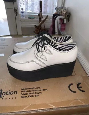 YRU White And Black Platform Creeper Punk Shoes 6 • £25