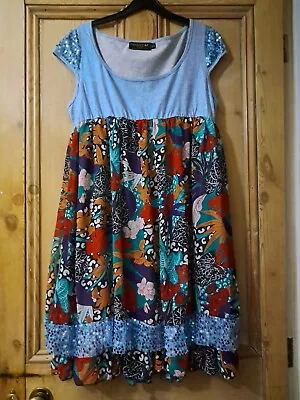 $2.25 • Buy Pussycat Fit And Flare Dress Grey Jersey Top Chiffon Skirt Sequin Trim Size 14
