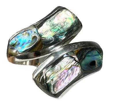 Taxco Sterling Silver Abalone Inlaid Clamper Bracelet TA 164 • $175