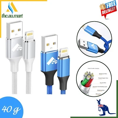$15.45 • Buy Iphone Charger 2 Pack Cable 2m Mfi Certified USB A To Lightning Cable Long