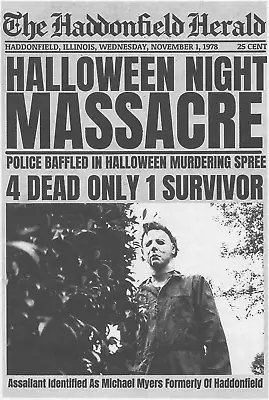 1978 Halloween Haddonfield Herald Halloween Night Massacre Michael Myers 🔪🎃 • $3.39