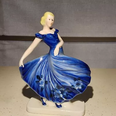 VTG Ceramic Lady/ With Blue Dress/ Figurine/ Statue/Home Décor/Table/Desk Décor • $24.99