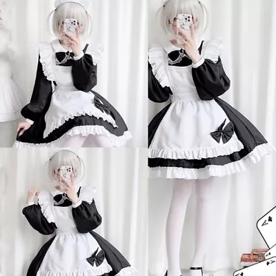 Maid Cosplay Costume Black Gothic Maid Dress For Halloween Cosplay • $56.43