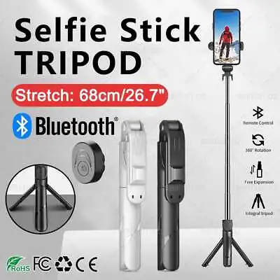 $12.25 • Buy Selfie Stick Integrated Tripod Holder Stand W/ Bluetooth Remote For Mobile Phone