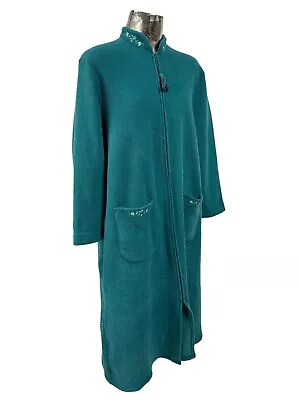 M&S WOMAN Vintage Dressing Gown Size Large 16-18 Womens Teal Blue Nightwear EU46 • £15.83