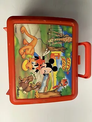 Vintage Mickey Mouse Disney City Zoo Red Aladdin Lunchbox And Thermos (Used) • $24.99