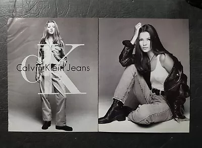 Kate Moss Calvin Klein Jeans Promo 2 Page Print Ad Vintage 1992 • £6.96