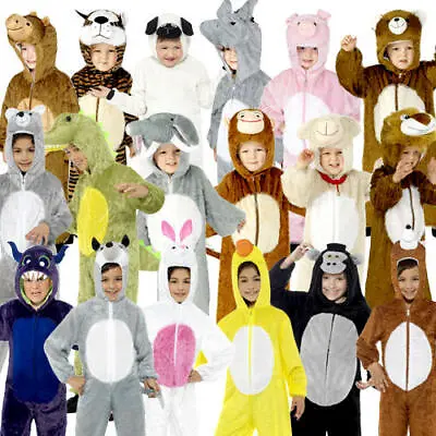Plush Fur Animal Kids Fancy Dress Book Day Jumpsuit Boys Girls Childrens Costume • £14.99