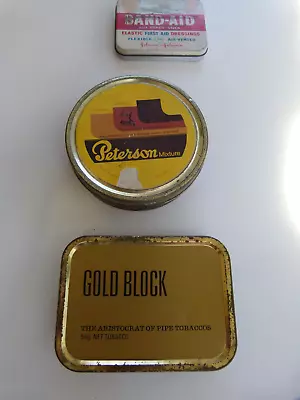Vintage Gold Block & Person Tobacco/Band Aid & Tins X3 • $25