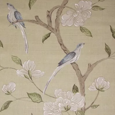 1.7 Meters X ZOFFANY  Eleonora  Linen/cotton Interiors Fabric Birds/trees Evergr • £44