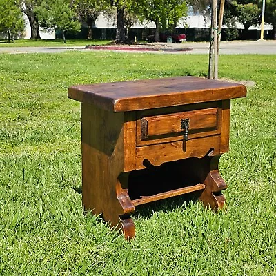 Vintage Spanish Nightstand One Drawer With Iron Pull Rustic • $220