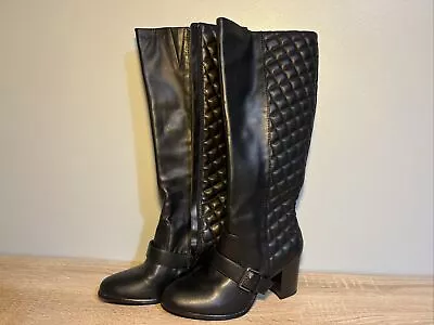 £15 • Buy Women’s Size 6 Black Knee High Boots With Diamond Pattern