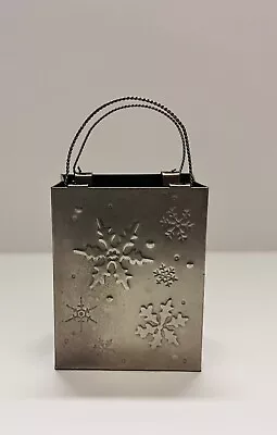 Vtg Galvanized Metal Snowflake Embossed Gift Bag 3” • $15