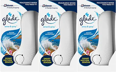 £12.23 • Buy 3 X Glade Sense & Spray Holder & Refill Ocean Adventure Air Freshener 18ml