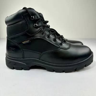 Skechers Mens Wascana Benen Tactical Boots Size 12W Black Waterproof Memory Foam • $49.99