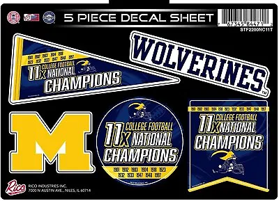 Michigan Wolverines 11X Time Champions Decal Sticker Multi Sheet 5 Piece Flat... • $10.79