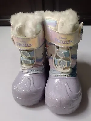 Disney Frozen Snow Boots 6 Fur Glitter Princess Purple F • $7.98