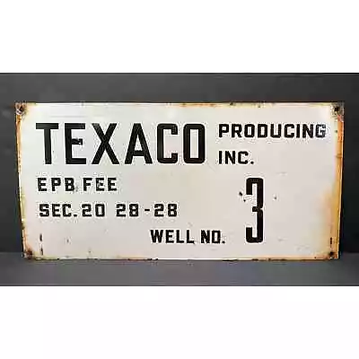 Vintage Texaco Porcelain Oil Well Lease Sign 12 X 24 Kern County California 955A • $160