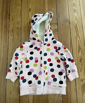 Hanna Andersson Pink Polka Dot Shearling Zip-up Size 75/12-18 Months • $8.99