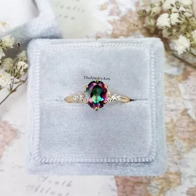 Natural Mystic Topaz Oval Cut Ring Vintage Art Deco Ring Fine Quality Ring • $44.99