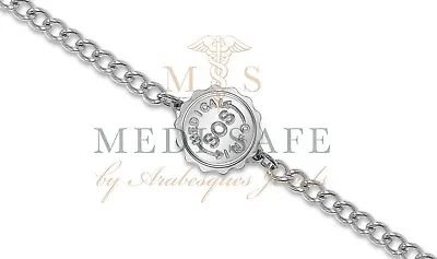 Genuine Medi Safe Stainless Steel Sos Bracelet Medical Allergy Silver Talisman • £25.99